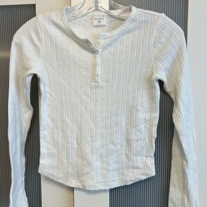 Abercrombie Kids Textured White Long Sleeve Tee